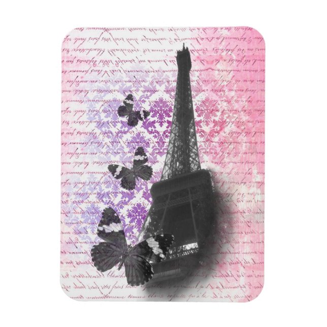 Eiffel tower & butterflies magnet (Vertical)