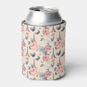 Eiffel Tower Butterfly and Roses Pattern Can Cooler