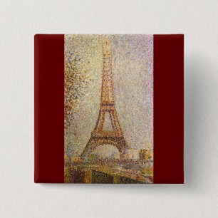 Eiffel Tower by Georges Seurat, Vintage Fine Art 15 Cm Square Badge