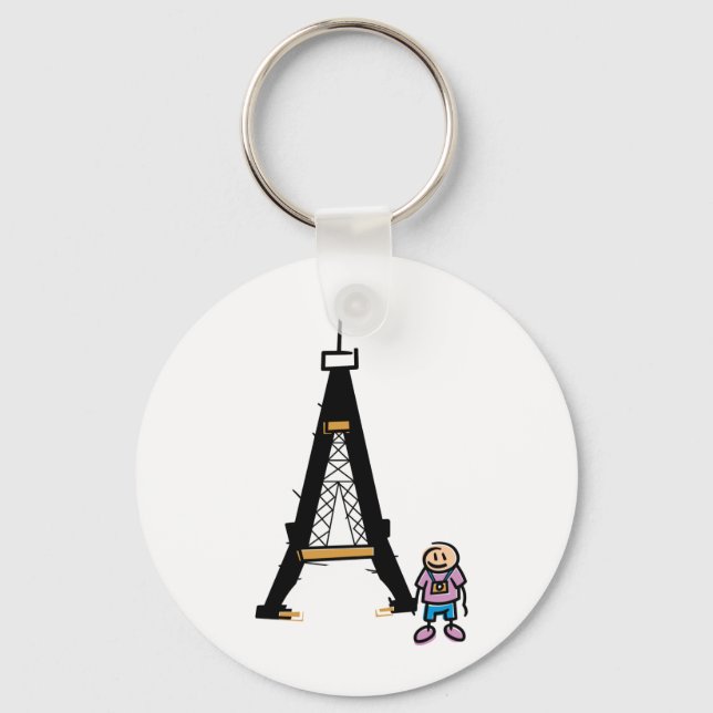 Eiffel Tower Cartoon Key Ring (Front)