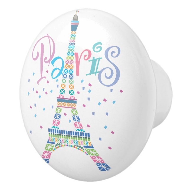 Eiffel Tower Confetti Ceramic Knob (Right)