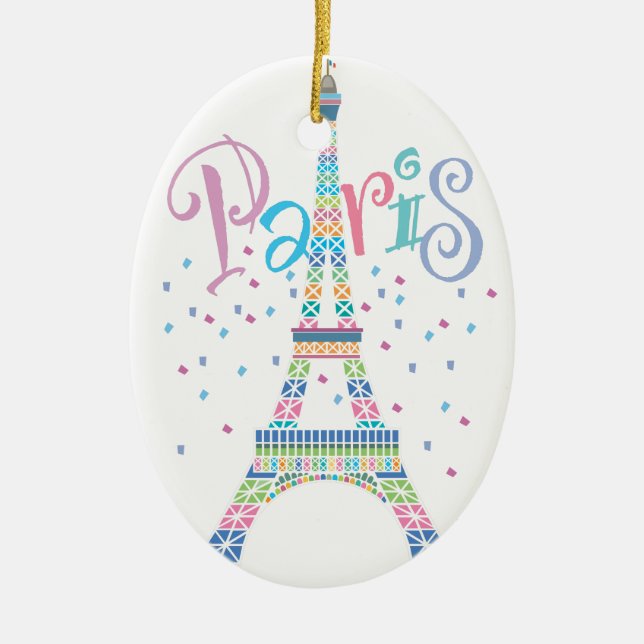 Eiffel Tower Confetti Christmas Ornament (Front)