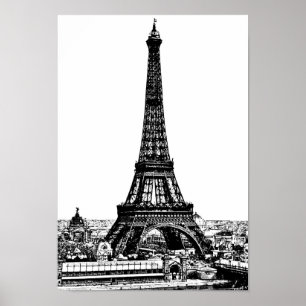 Eiffel Tower Drawing 19th Century Poster
