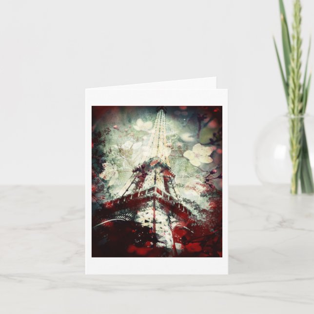 Eiffel Tower, Dreamy Floral , Blank Card (Front)