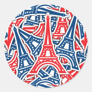 Eiffel Tower, France Pattern Classic Round Sticker