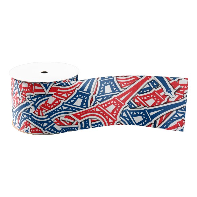 Eiffel Tower, France Pattern Grosgrain Ribbon (Spool)