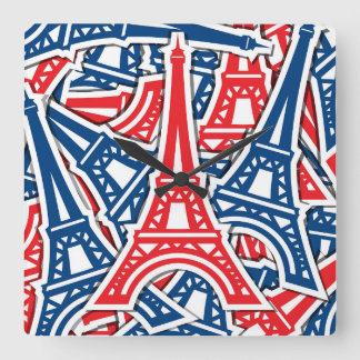 Eiffel Tower, France Pattern Square Wall Clock