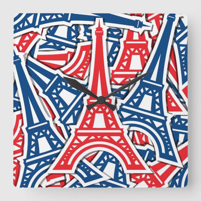 Eiffel Tower, France Pattern Square Wall Clock (Front)