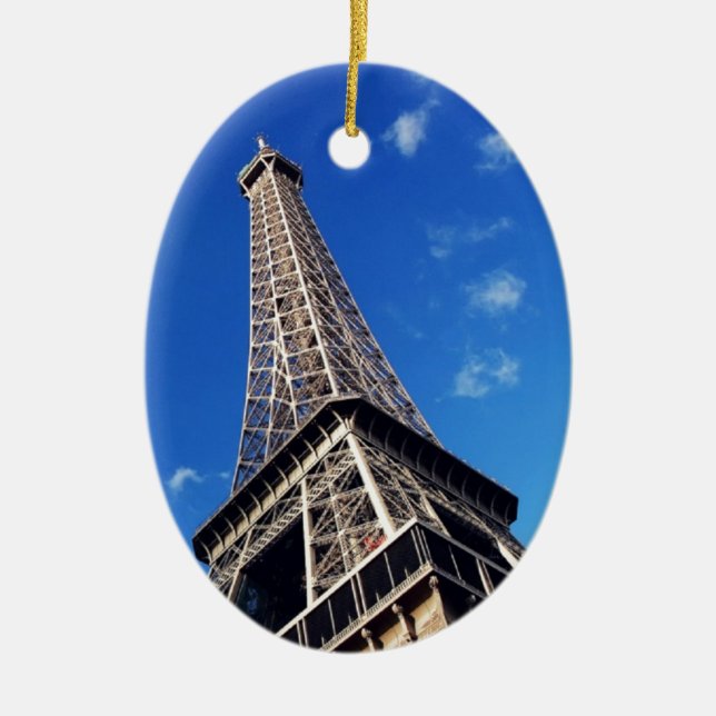 Eiffel Tower France Travel Photography Ceramic Tree Decoration (Front)