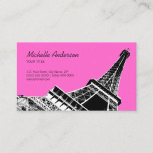 Eiffel Tower French Chic Black Pink Business Card