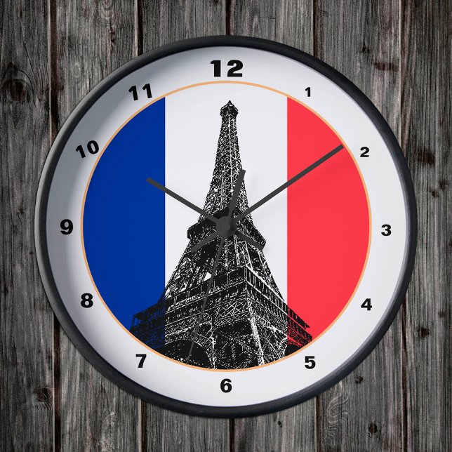 Eiffel Tower, French Flag & France / decor Paris Round Clock (Creator Uploaded)