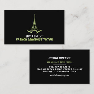 Eiffel Tower, French Language Tutor, Teacher Business Card