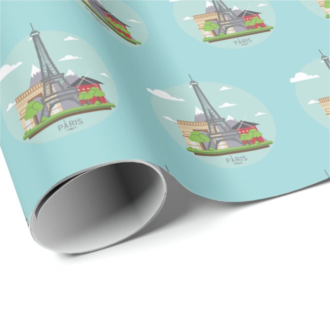 Eiffel Tower French Paris France  Wrapping Paper (Roll Corner)