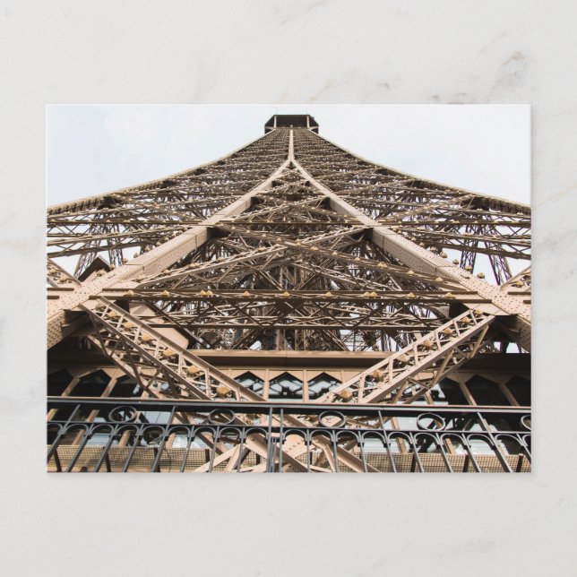 Eiffel Tower from Below: Parisian Ironwork Up Clos Postcard (Front)