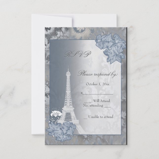 Eiffel Tower golden metallic RSVP Card (Front)
