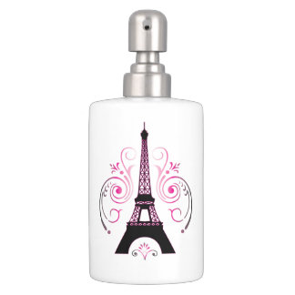 Eiffel Tower Gradient Swirl Design Soap Dispenser And Toothbrush Holder