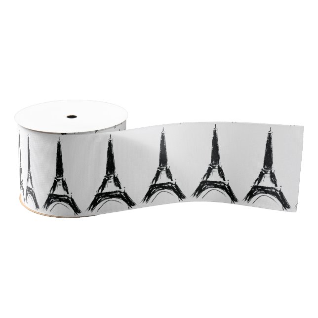 Eiffel Tower graphic drawing Grosgrain Ribbon (Spool)