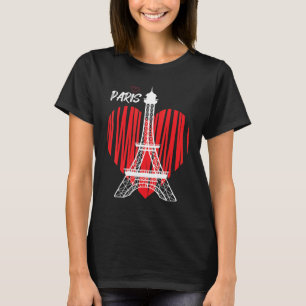 Eiffel Tower Heart Love Paris France Souvenir Fren T-Shirt