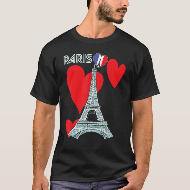 Eiffel Tower I Love Paris France Souvenir French T-Shirt (Front)