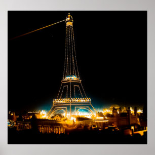 Eiffel Tower illuminated at 1900 Paris Exposition Poster