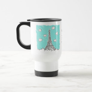 Eiffel Tower Illustration custom text mugs