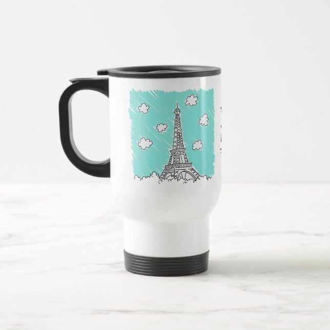 Eiffel Tower Illustration custom text mugs (Left)