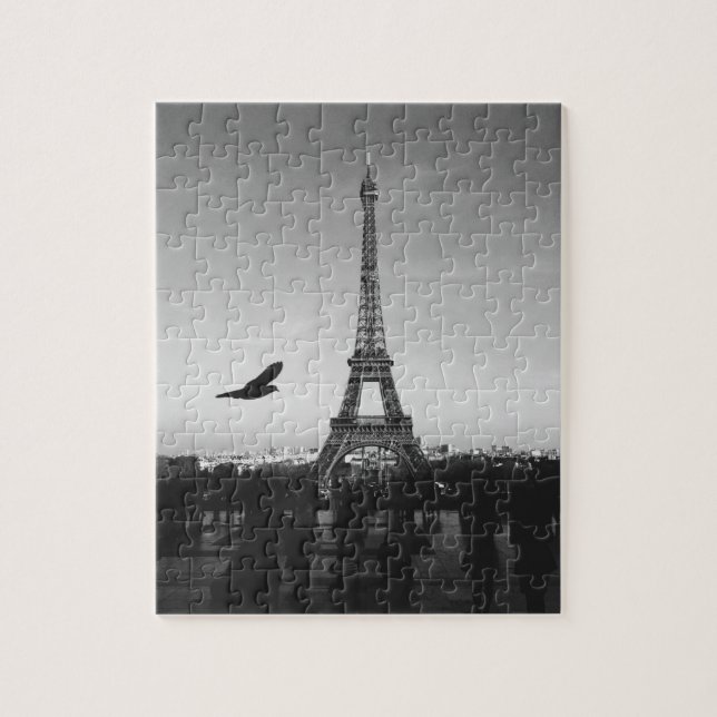Eiffel Tower in black and white Jigsaw Puzzle (Vertical)