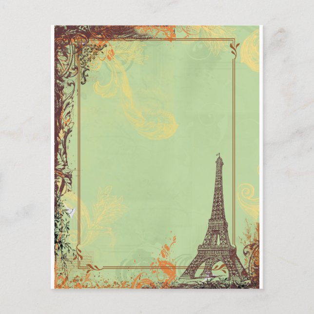 Eiffel Tower in Green Flyer Announcements (Front)