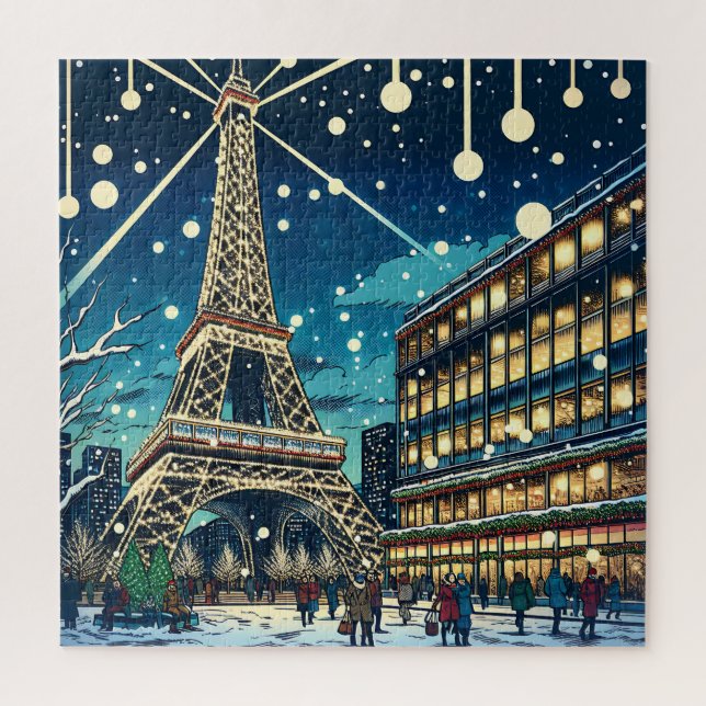 Eiffel Tower in Paris, France at Christmas time Jigsaw Puzzle (Vertical)