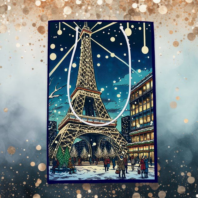 Eiffel Tower in Paris, France at Christmas time Medium Gift Bag (Creator Uploaded)
