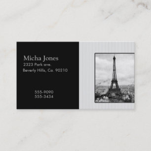Eiffel Tower In Paris Striped Vintage Business Card