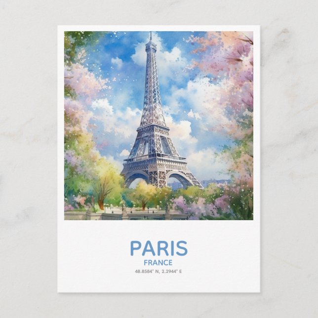 Eiffel Tower in Spring - Paris, France Postcard (Front)