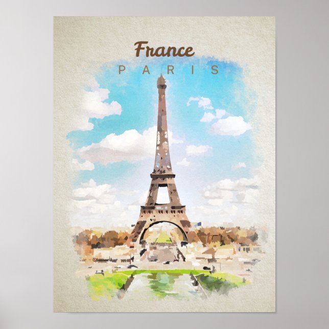 Eiffel Tower in watercolor Poster (Front)