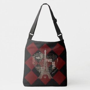 Eiffel Tower   Inscriptions Paris in Heart Crossbody Bag