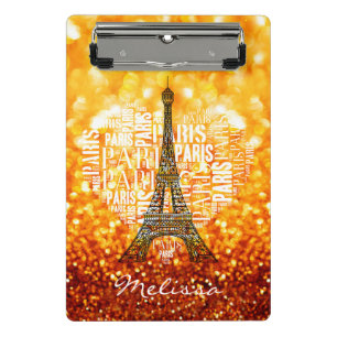 Eiffel Tower Inscriptions Paris in Heart Mini Clipboard