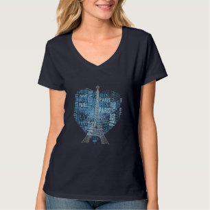 Eiffel Tower & Inscriptions Paris in Heart T-Shirt