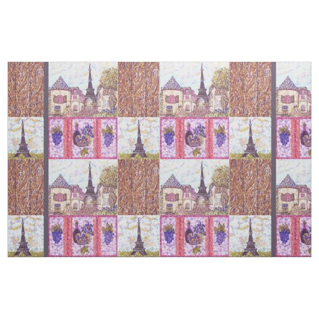 Eiffel Tower inspired large pointillism fabric (Yard)