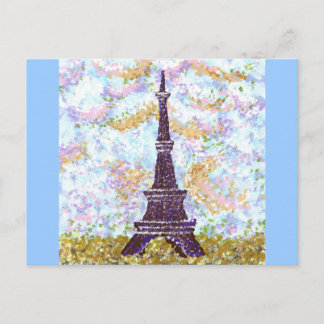 Eiffel Tower Inspired pointillism postcard