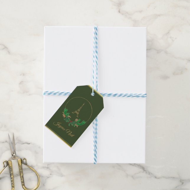 Eiffel Tower Joyeux Noel Gift Tags (With Twine)