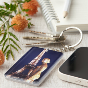 Eiffel tower lady key ring