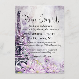 Eiffel Tower Lavender Romance QR Code Wedding Enclosure Card