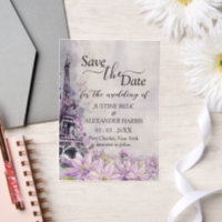Eiffel Tower Lavender Romance Save the Date