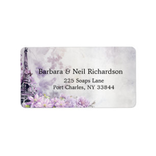 Eiffel Tower Lavender Romance Wedding Label