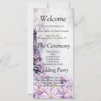 Eiffel Tower Lavender Romance Wedding Program