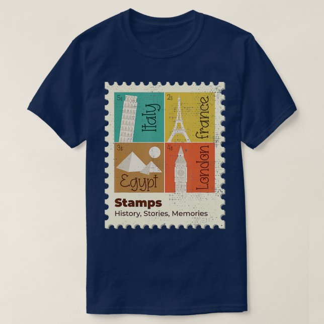 Eiffel Tower Leaning Tower of Pisa Pyramid Clock T T-Shirt (Design Front)