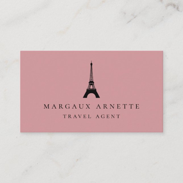 Eiffel Tower Logo Blush Business Card (Front)