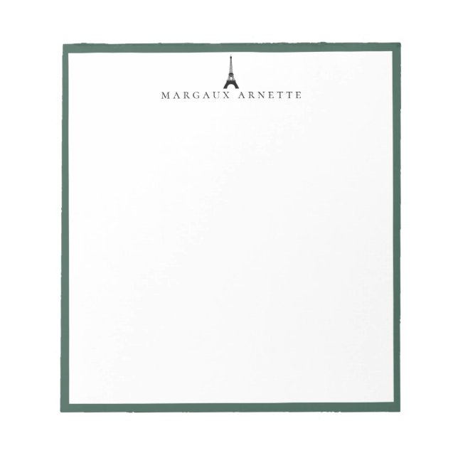 Eiffel Tower Logo Green Frame Notepad (Front)