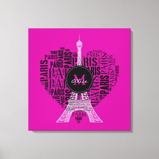 Eiffel Tower | Love Paris | Monogram Canvas Print (Front)