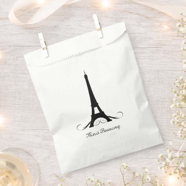 Eiffel Tower Merci Beaucoup Favour Bags (Clipped)