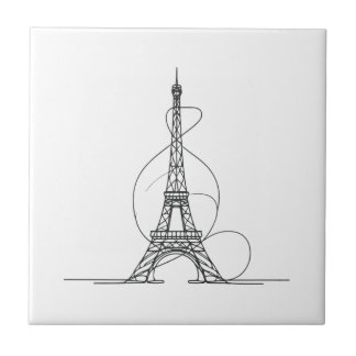 Eiffel Tower Minimalism: One-Line Art Tile